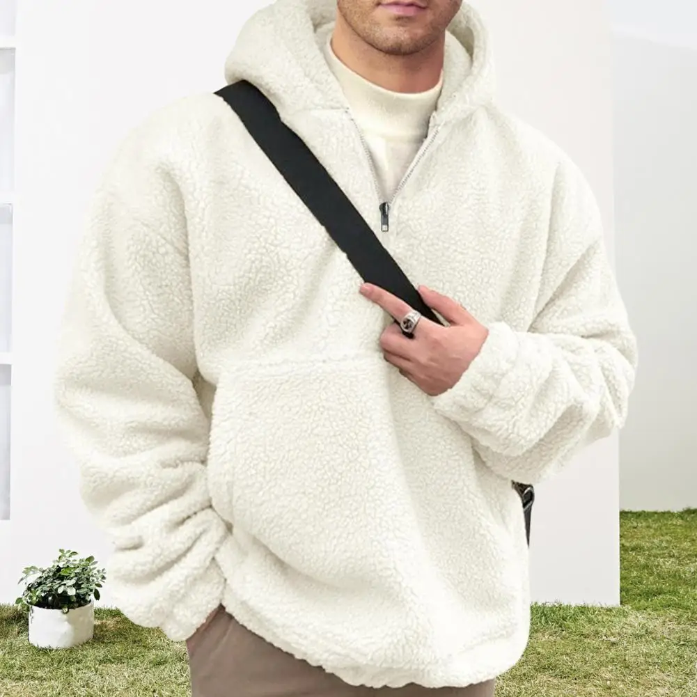 Cozy Men Hoodie Men's Double-sided Flannel Half-zipper Hoodie with Front Pocket Elastic Cuffs Cozy Thermal Top for Casual Daily
Cozy Men Hoodie Men's Double-sided Flannel Half-zipper Hoodie with Front Pocket Elastic Cuffs Cozy Thermal Top for Casual Daily