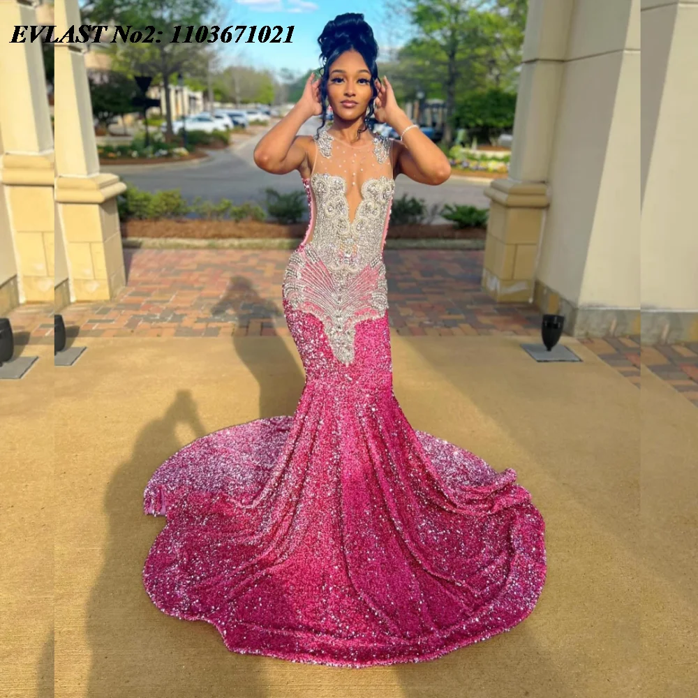 EVLAST Customized Elegant Pink Sequins Prom Dress Silver Crystal Mermaid Party Gown For Black Women Vestido De Graduación E2P240
EVLAST Customized Elegant Pink Sequins Prom Dress Silver Crystal Mermaid Party Gown For Black Women Vestido De Graduación E2P240