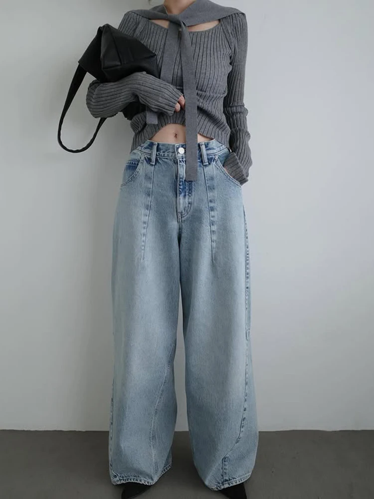 Summer Casual High Waist Wide Leg Light Blue Jeans Women's Loose Fit Slimming Long Pants Cotton Vintage Washed Denim
Summer Casual High Waist Wide Leg Light Blue Jeans Women's Loose Fit Slimming Long Pants Cotton Vintage Washed Denim