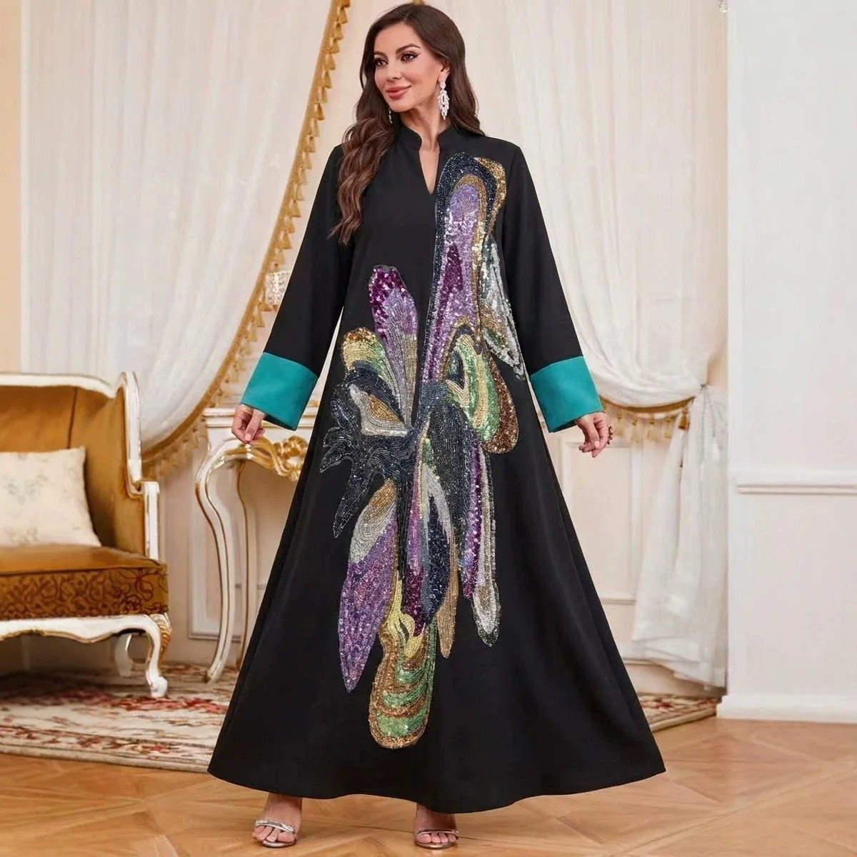 Dress Women Eid Abaya Party Dresses Sequins Jalabiya Muslim Ramadan Abayas Morocco Arab Long Robe Dubai Kaftan Islam Vestidos
Dress Women Eid Abaya Party Dresses Sequins Jalabiya Muslim Ramadan Abayas Morocco Arab Long Robe Dubai Kaftan Islam Vestidos
