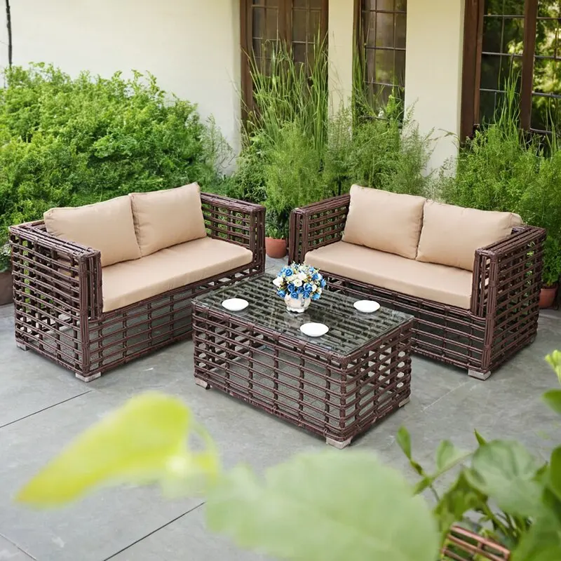 Waterproof sunscreen rough rattan sofa combination
Waterproof sunscreen rough rattan sofa combination