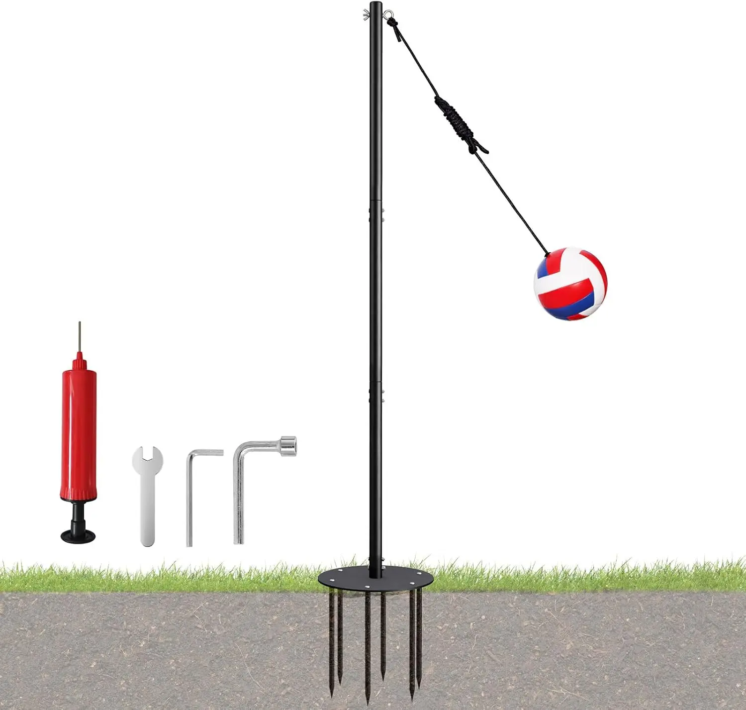 Tetherball Set with Adjustable Pole (Up to 8ft), Integrated Built-in Rope Design Ball Professional Outdoor Game for Backyard, Lawn, Includes Ball, Rope, Pole & Base for Kids, Adults
Tetherball Set with Adjustable Pole (Up to 8ft), Integrated Built-in Rope Design Ball Professional Outdoor Game for Backyard, Lawn, Includes Ball, Rope, Pole & Base for Kids, Adults