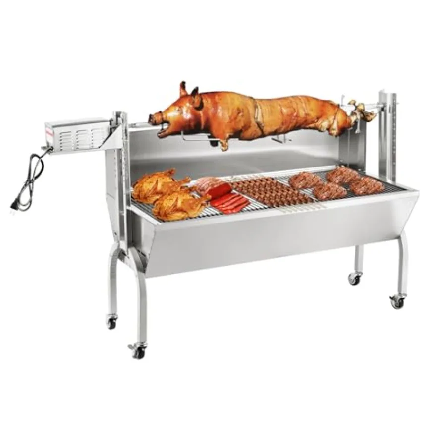 Party Barbecue Rotisserie Grill: Stainless Steel 46 Hooded Charcoal Spit Roaster for Pig/Lamb, Black, Heavy-Duty 150 LB Capacit
Party Barbecue Rotisserie Grill: Stainless Steel 46 Hooded Charcoal Spit Roaster for Pig/Lamb, Black, Heavy-Duty 150 LB Capacit