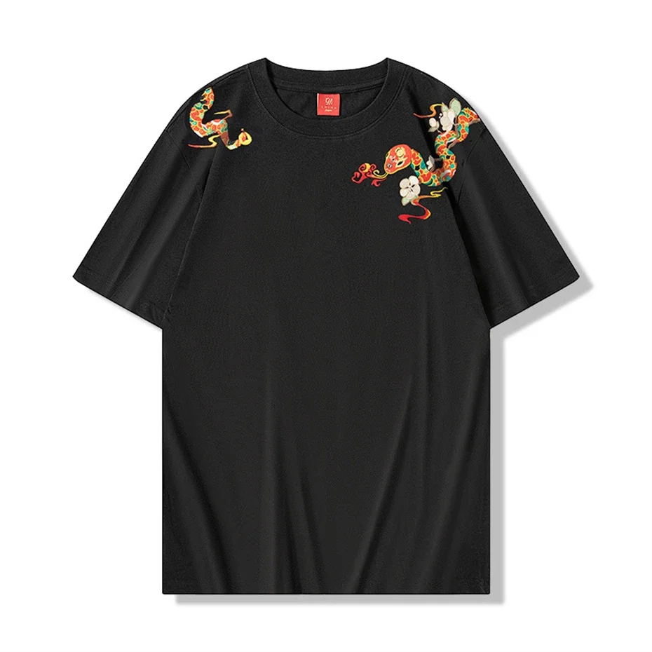 Mens Cotton Short Sleeve T-Shirts Harajuku Snake Embroidery Tops Tees Men 2025 Summer New Chinese Style Loose Casual Tshirt Male
Mens Cotton Short Sleeve T-Shirts Harajuku Snake Embroidery Tops Tees Men 2025 Summer New Chinese Style Loose Casual Tshirt Male
