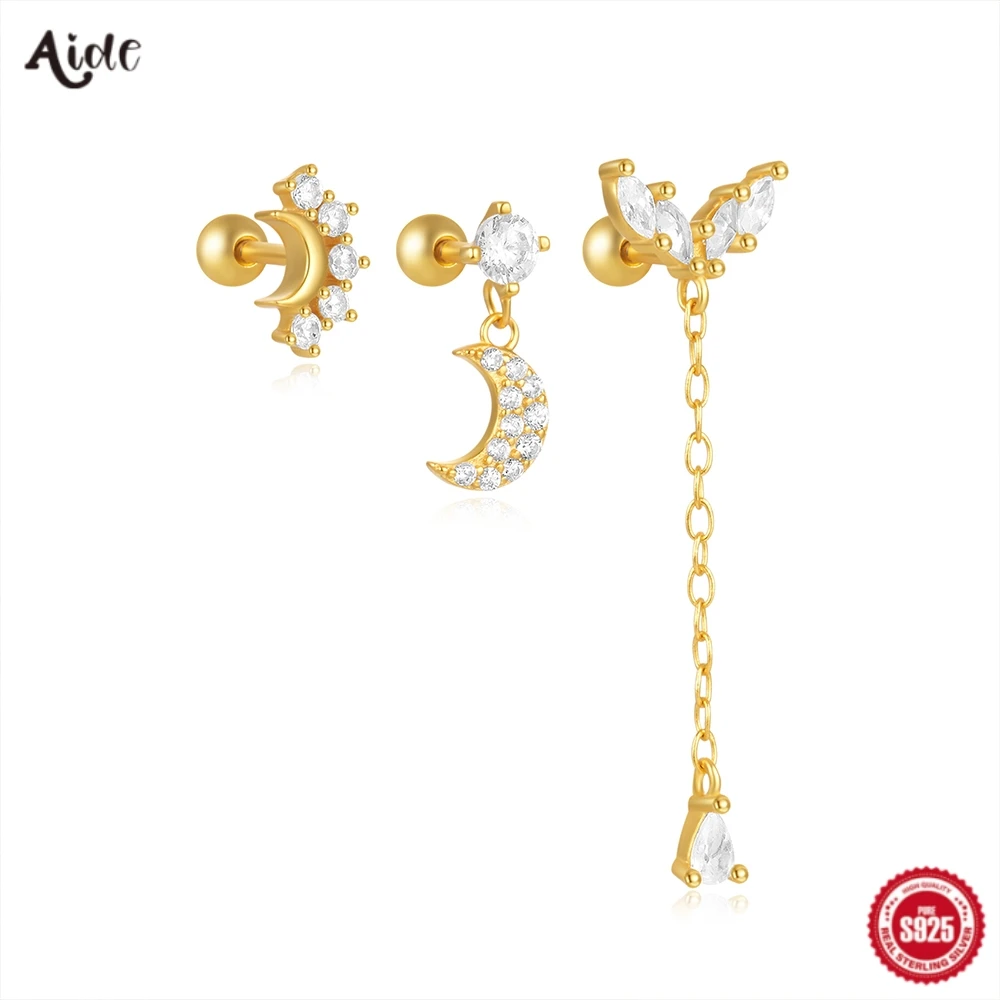 Aide 925 Sterling Silver 1pc Moon Inlaid Zirconia Dangling Screw-Back Stud Earrings For Women Y2K Luxury Fine Jewelry Pendientes
Aide 925 Sterling Silver 1pc Moon Inlaid Zirconia Dangling Screw-Back Stud Earrings For Women Y2K Luxury Fine Jewelry Pendientes