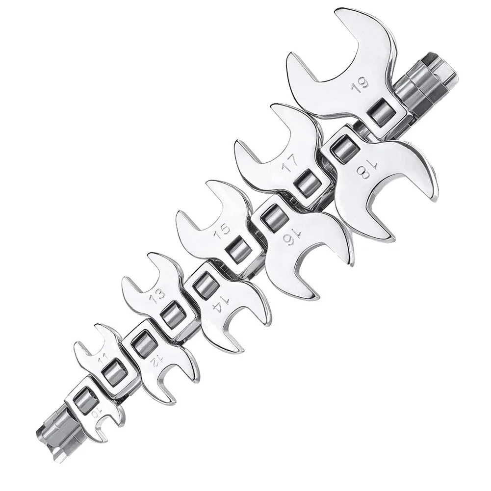 3/8 Inch Drive Crowfoot Wrench Set 10pcs Metric Sizes 10mm to 19mm Open End Spanner for Electrical Harness Bracket Fastening
3/8 Inch Drive Crowfoot Wrench Set 10pcs Metric Sizes 10mm to 19mm Open End Spanner for Electrical Harness Bracket Fastening