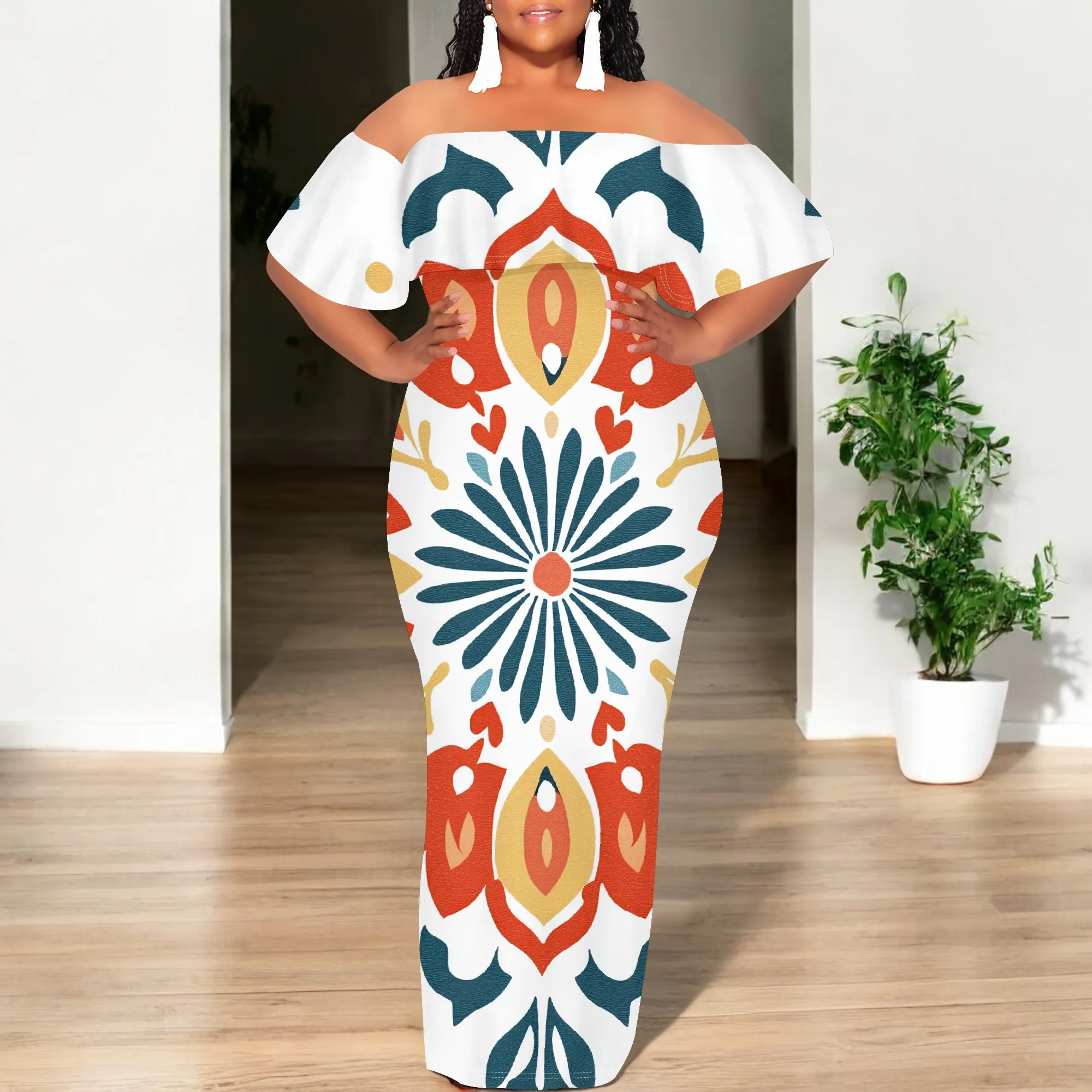 Womens Sexy Casual Dresses Colorful Geometric Off-Shoulder Ruffle Maxi Dress Party Evening Resortwear Swing Neck Dress
Womens Sexy Casual Dresses Colorful Geometric Off-Shoulder Ruffle Maxi Dress Party Evening Resortwear Swing Neck Dress