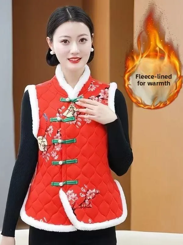 Модный зимний хлопковый жилет с крупным цветочным принтом в северо-восточном стиле, на флисовой подкладке, для повседневной носки, для мам
Модный зимний хлопковый жилет с крупным цветочным принтом в северо-восточном стиле, на флисовой подкладке, для повседневной носки, для мам
