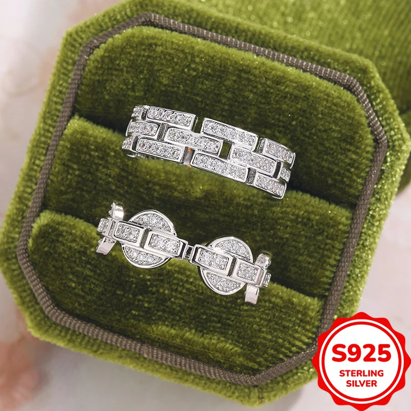 Classic and Versatile Authentic S925 Interlocking Silver Rings Full of Diamonds for Couples Wedding Rings
Classic and Versatile Authentic S925 Interlocking Silver Rings Full of Diamonds for Couples Wedding Rings