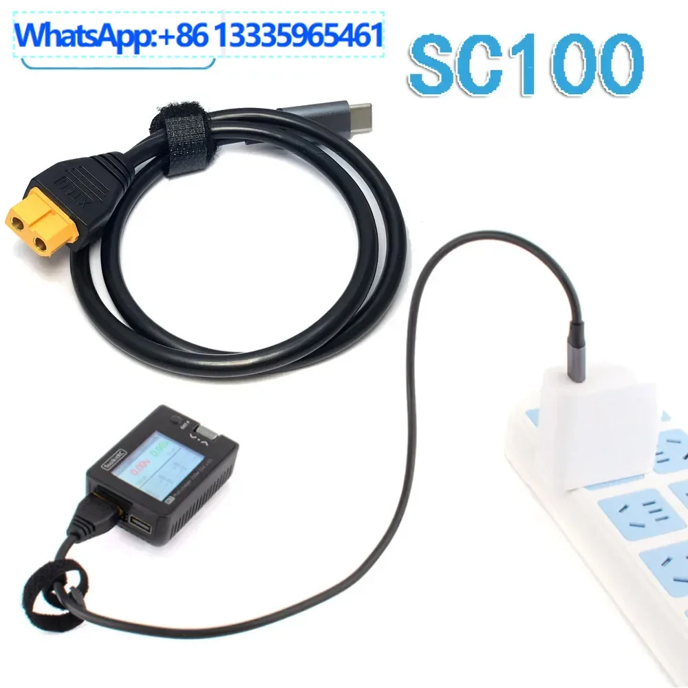 ToolkitRC SC100 TypeC to XT60 protocol cable Model aircraft balance charger adapter cable 5A100W 
ToolkitRC SC100 TypeC to XT60 protocol cable Model aircraft balance charger adapter cable 5A100W