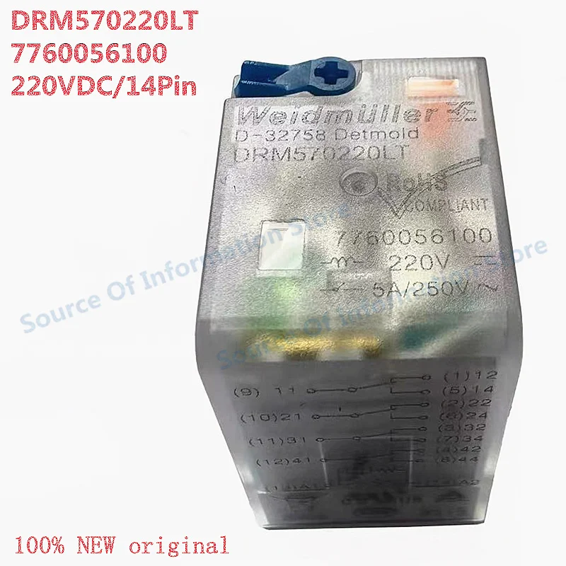 Weidmüller DRM570220LT Relay 14-Pin DC220V 7760056100 - Electronic Component for Industrial Automation 
Weidmüller DRM570220LT Relay 14-Pin DC220V 7760056100 - Electronic Component for Industrial Automation