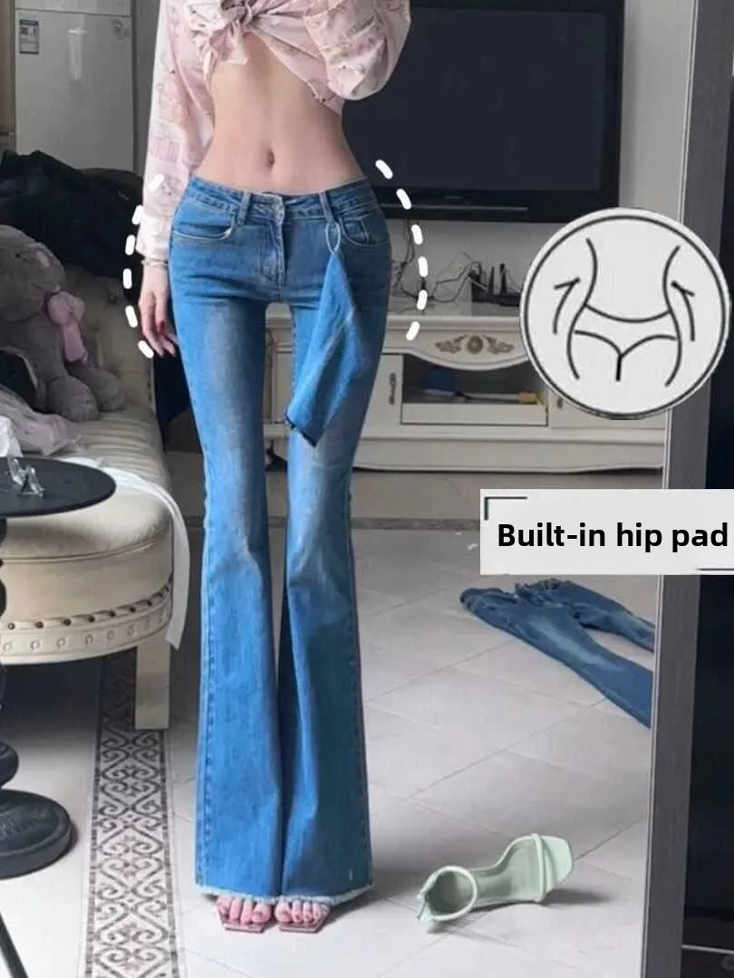 High Waist Bell Bot Jeans Women's Slimming Long Leg Effect Waed Light Blue Jeans with Hip Pad Wear Resistant Cotton Stre...
High Waist Bell Bot Jeans Women's Slimming Long Leg Effect Waed Light Blue Jeans with Hip Pad Wear Resistant Cotton Stre...