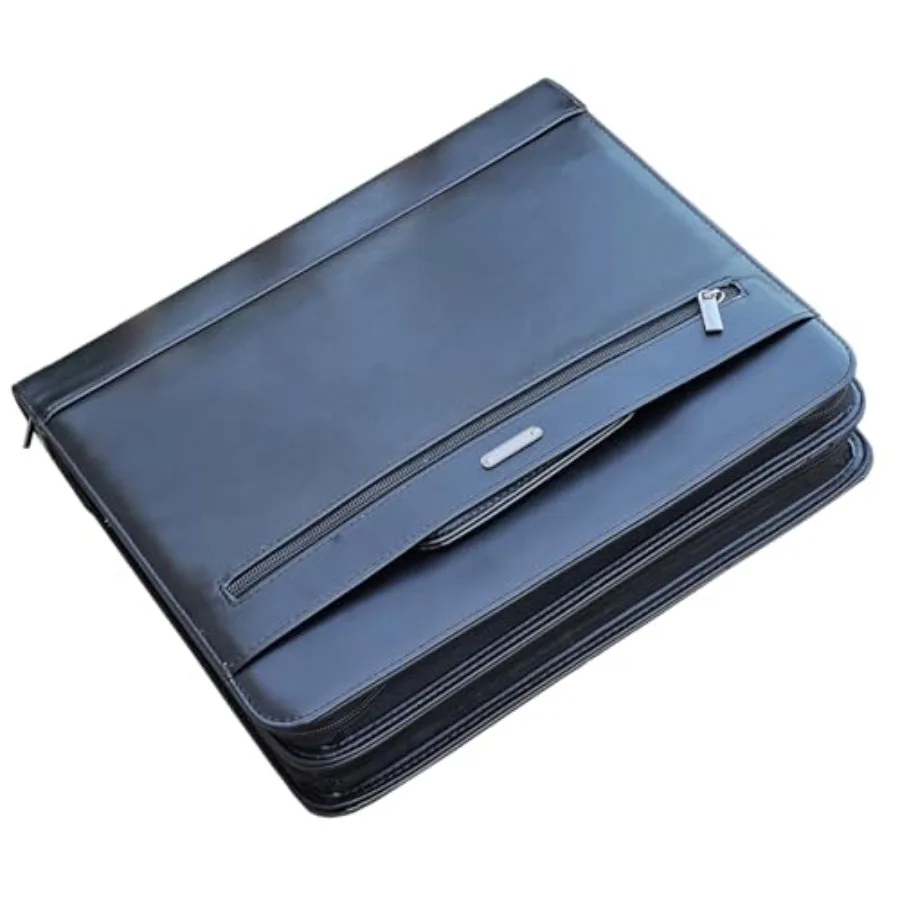 14" Laptop Briefcase Vegan Leather Portfolio with Zipper Compartments x 2 A4 Papers Holder Padfolio Organizer
14" Laptop Briefcase Vegan Leather Portfolio with Zipper Compartments x 2 A4 Papers Holder Padfolio Organizer