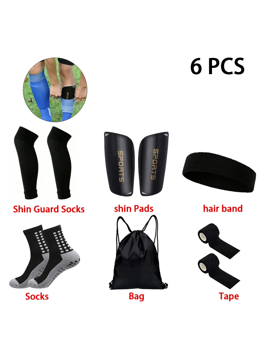 6 Piece Set Men Women Football Socks Sports Bandage Elastic Leg guards Shin Pads Ball Bag Sport Headband Football Accessories
6 Piece Set Men Women Football Socks Sports Bandage Elastic Leg guards Shin Pads Ball Bag Sport Headband Football Accessories