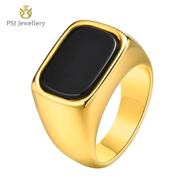 PSJ Fashion Vintage Jewelry Black Glass 24K Gold Plated Titanium Stainless Steel Finger Rings for Men Wedding Engagement
PSJ Fashion Vintage Jewelry Black Glass 24K Gold Plated Titanium Stainless Steel Finger Rings for Men Wedding Engagement