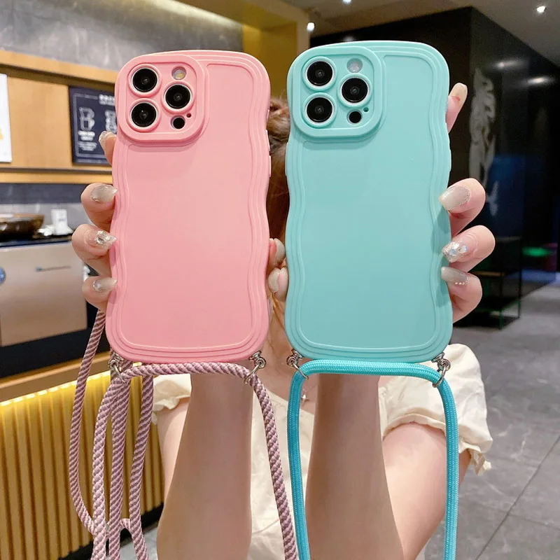Fashion With Lanyard Wave Edge Phone Cases For IPhone 16 15 14 Pro Max 13 12 11 Soft Back Cover Shockproof Anti-Drop Phone Case
Fashion With Lanyard Wave Edge Phone Cases For IPhone 16 15 14 Pro Max 13 12 11 Soft Back Cover Shockproof Anti-Drop Phone Case