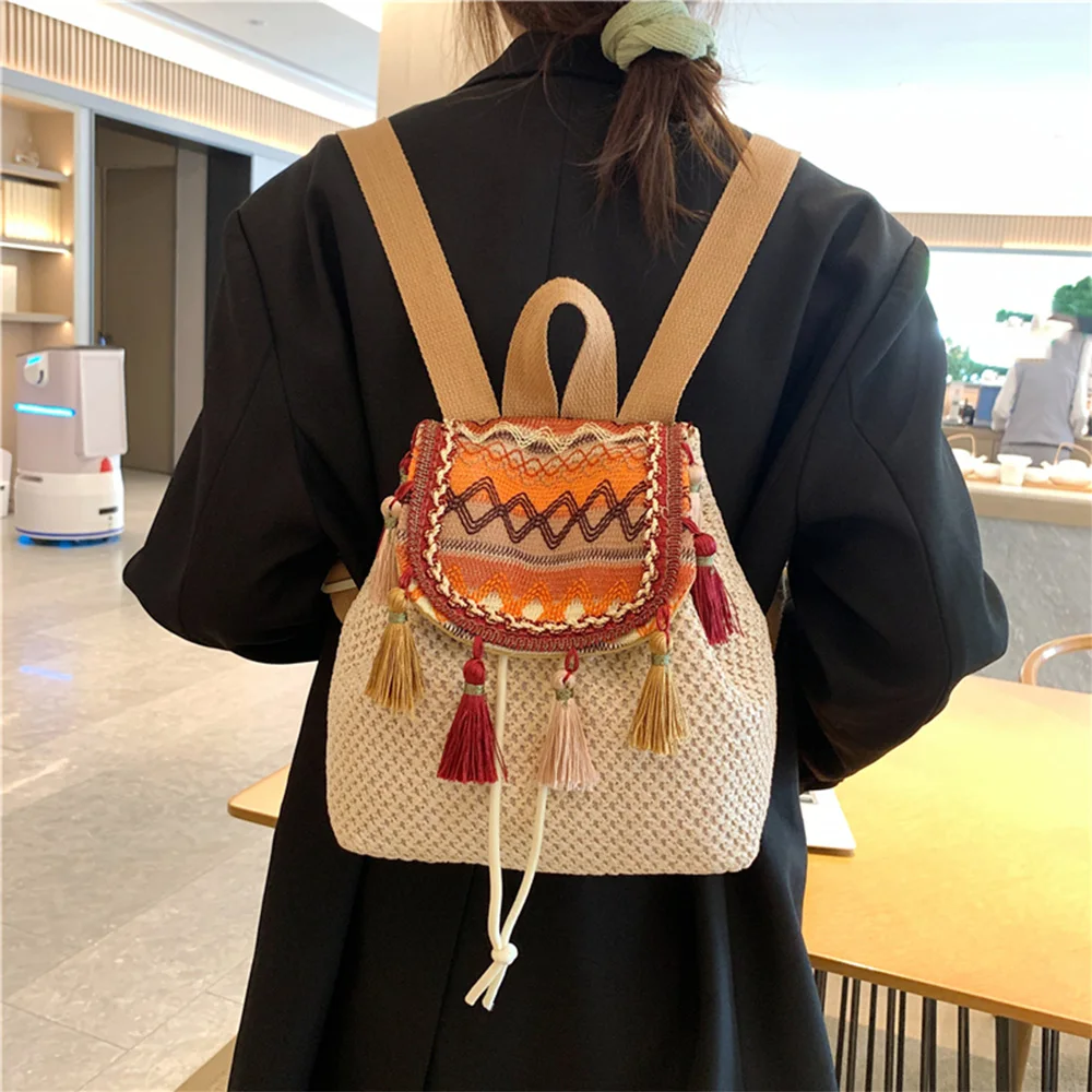 Japanese Style Boho Woven Mini Backpack for Women, Tassel Embroidered Shoulder Bag, Ethnic Handbag for Travel Vacation Shopping
Japanese Style Boho Woven Mini Backpack for Women, Tassel Embroidered Shoulder Bag, Ethnic Handbag for Travel Vacation Shopping
