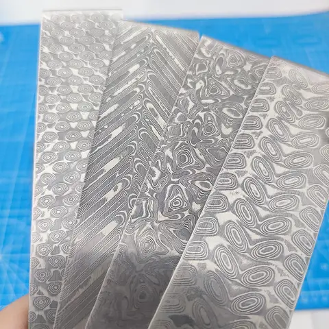 Knife Blank Knife Making Materials Sandwich Damascus Steel Billet Plate DIY Exquisite Wave Pattern Blade Blank Bar Has Been Heat