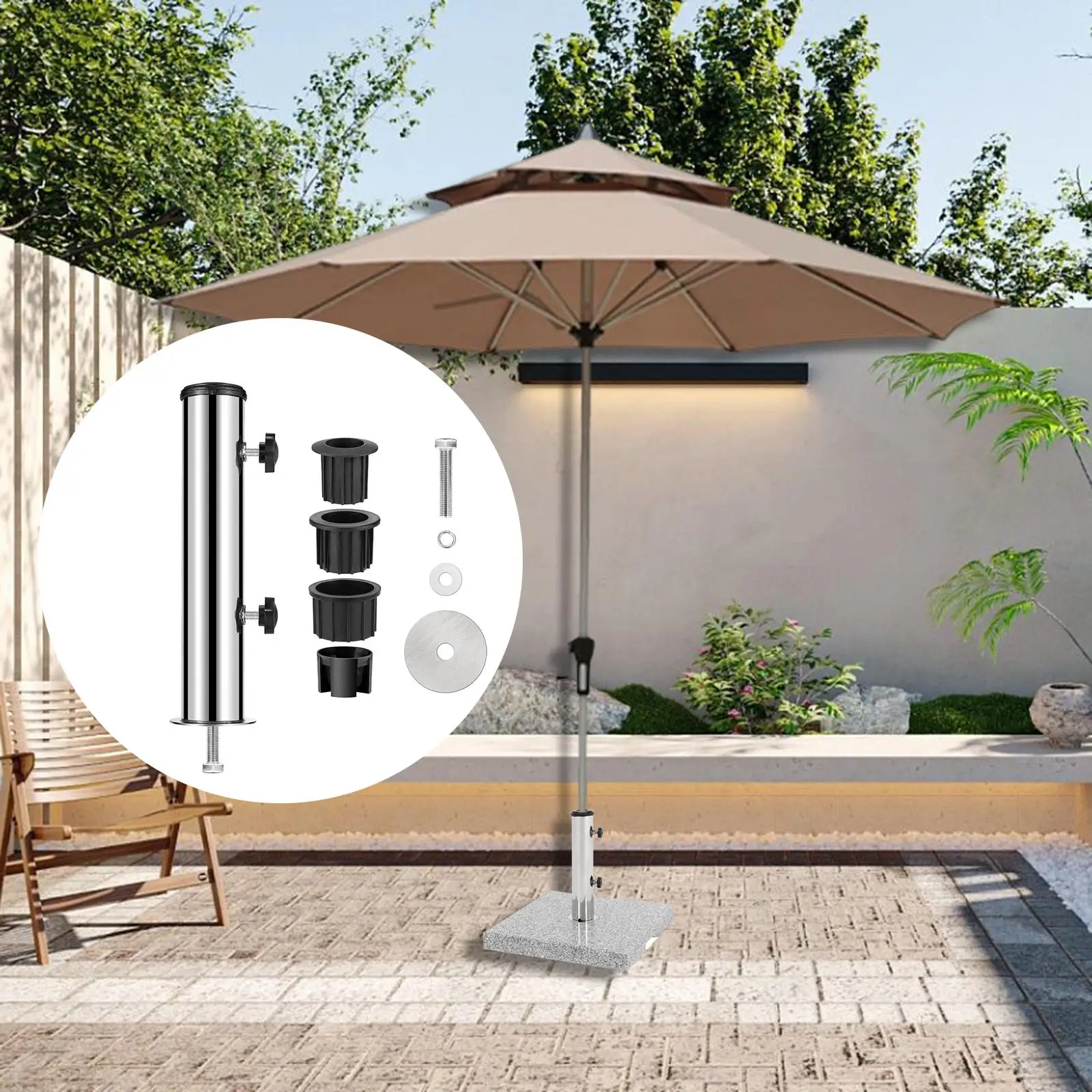 Umbrella Stand Tube Deck Umbrella Clamp Heavy Duty Umbrella Mount Parasol Steel for Docks Pontoons Outside Lawn Backyard
Umbrella Stand Tube Deck Umbrella Clamp Heavy Duty Umbrella Mount Parasol Steel for Docks Pontoons Outside Lawn Backyard
