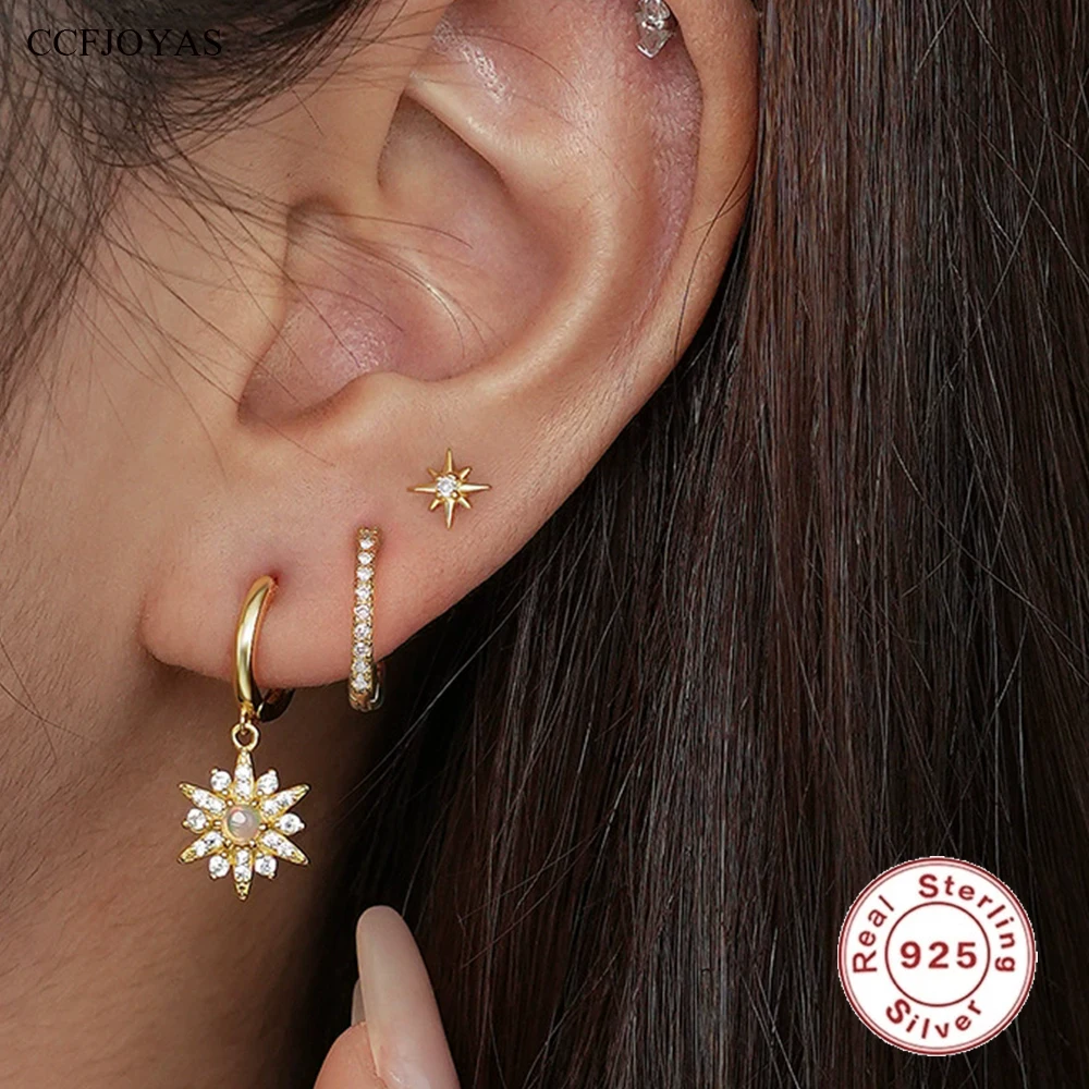 CCFJOYAS 3pcs/set 925 Sterling Silver Eight-point Star Earrings Set for Women 18k Gold Plated DIY Stackable Earrings Wholesale
CCFJOYAS 3pcs/set 925 Sterling Silver Eight-point Star Earrings Set for Women 18k Gold Plated DIY Stackable Earrings Wholesale