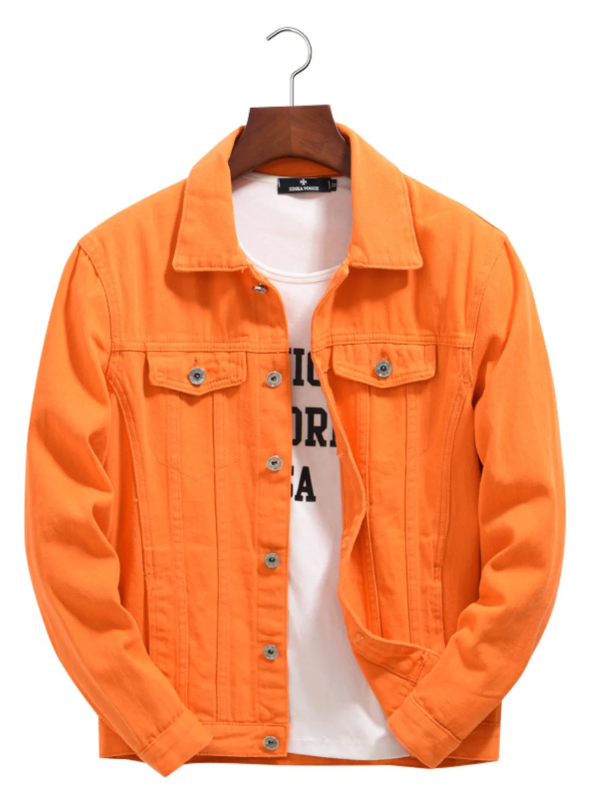 Мужская однотонная джинсовая куртка с отложным воротником на молнии, стандартная длина рукава, ветрозащитная верхняя одежда для молодежи, осенний сезон
Мужская однотонная джинсовая куртка с отложным воротником на молнии, стандартная длина рукава, ветрозащитная верхняя одежда для молодежи, осенний сезон