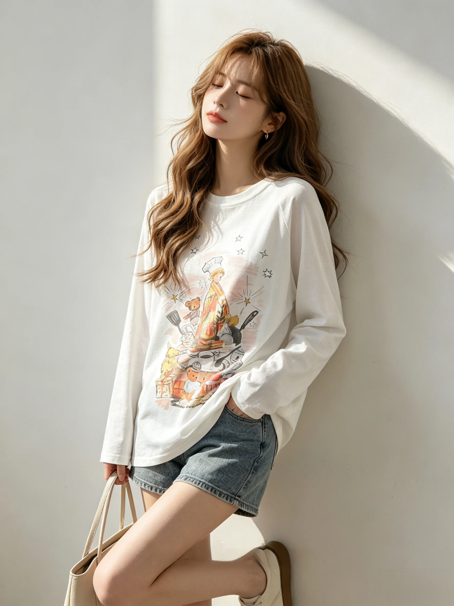 Chic Anti-Aging Korean Cartoon Print Long Sleeve T-Shirt Women's Loose round Neck Overhead Casual Sun Protection Cover up Top...
Chic Anti-Aging Korean Cartoon Print Long Sleeve T-Shirt Women's Loose round Neck Overhead Casual Sun Protection Cover up Top...