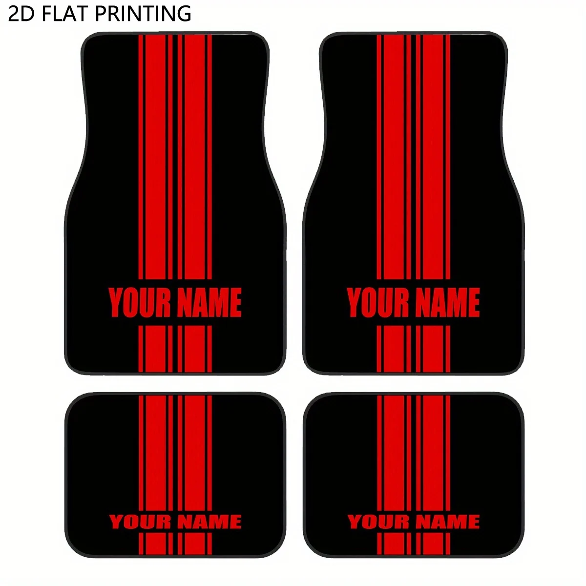 Изготовленные на заказ 4 шт. автомобильные коврики с персонализированным именем/текстом - красные вертикальные полосы на черном, всесезонные прочные автомобильные вкладыши из полиэстера
Изготовленные на заказ 4 шт. автомобильные коврики с персонализированным именем/текстом - красные вертикальные полосы на черном, всесезонные прочные автомобильные вкладыши из полиэстера
