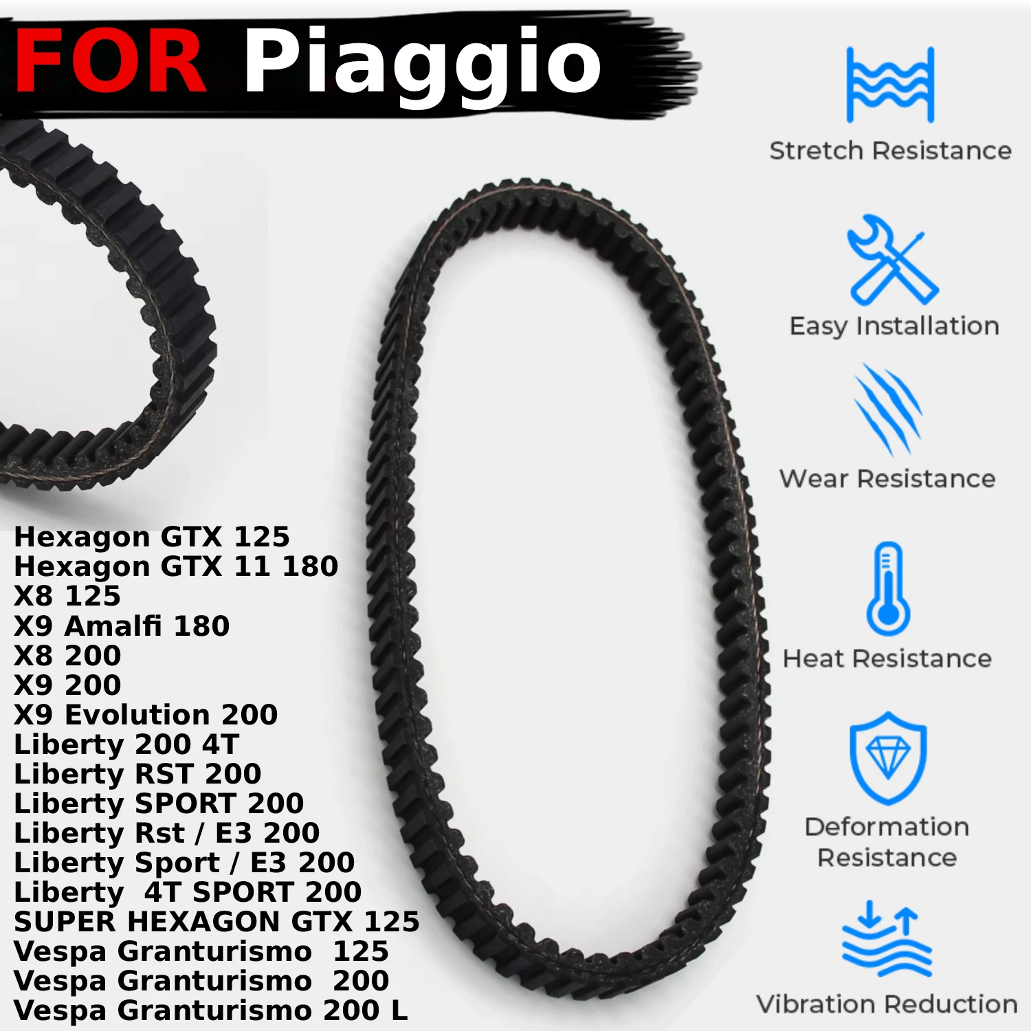 Drive Belt For Piaggio X8 125 200 X9 Amalfi 180 Evolution Liberty 4T RST SPORT Rst E3 SUPER HEXAGON GTX Vespa Granturismo 200 L
Drive Belt For Piaggio X8 125 200 X9 Amalfi 180 Evolution Liberty 4T RST SPORT Rst E3 SUPER HEXAGON GTX Vespa Granturismo 200 L