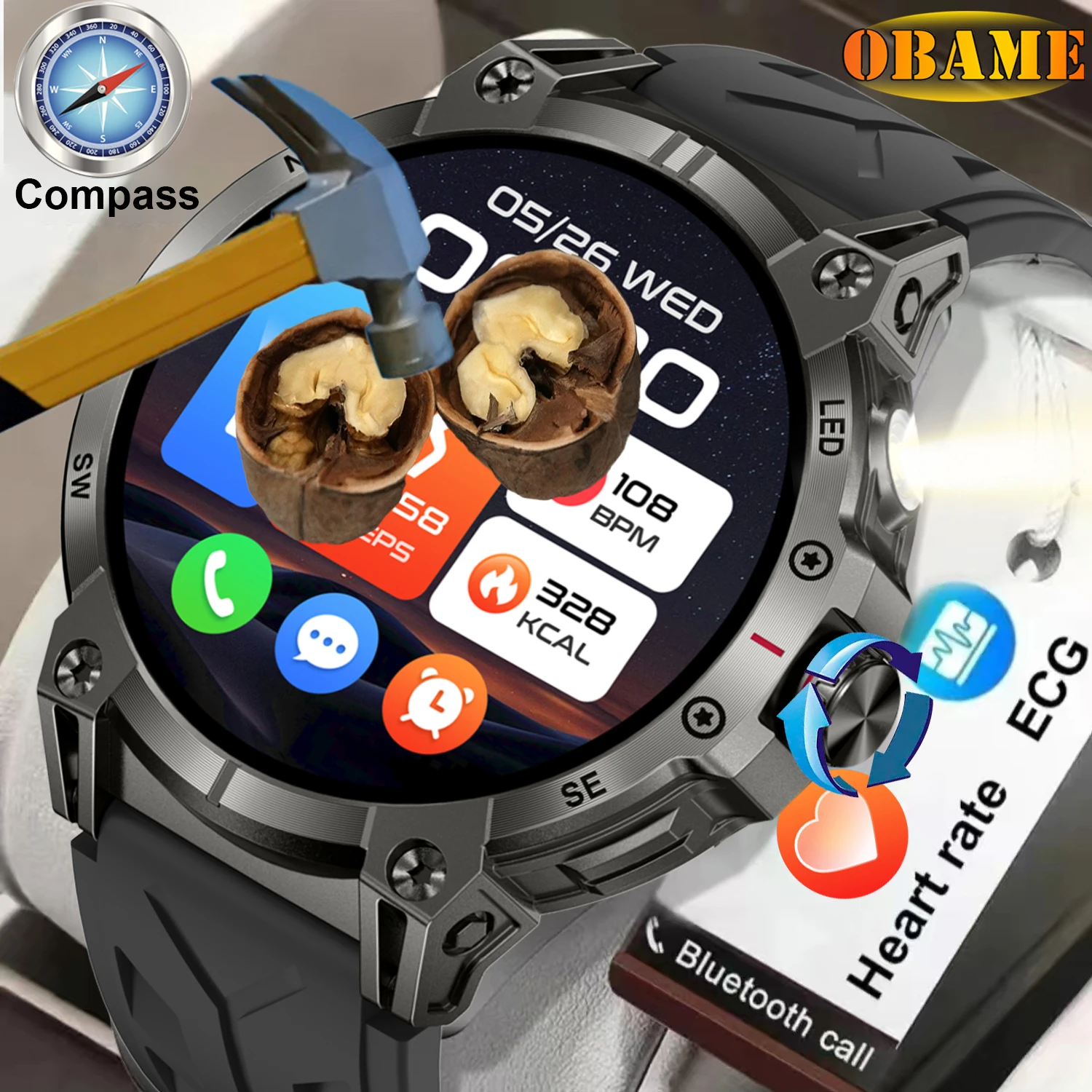 2025 NEW Military Smart Watch Men Large Battery LED Flashlight Compass 1.8"HD Screen Heart rate Waterproof BT Call Smartwatch
2025 NEW Military Smart Watch Men Large Battery LED Flashlight Compass 1.8"HD Screen Heart rate Waterproof BT Call Smartwatch