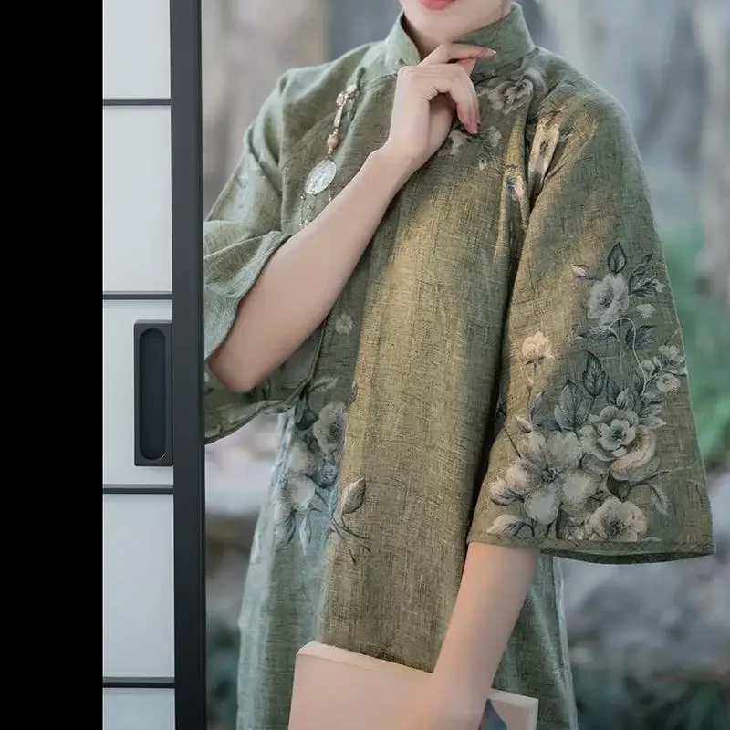 2024 Summer Elegant Stand Collar Green Printed Long Sleeve Cheongsam Dresses for Women Vintage Qipao Dress Mother's Day Gifts
2024 Summer Elegant Stand Collar Green Printed Long Sleeve Cheongsam Dresses for Women Vintage Qipao Dress Mother's Day Gifts