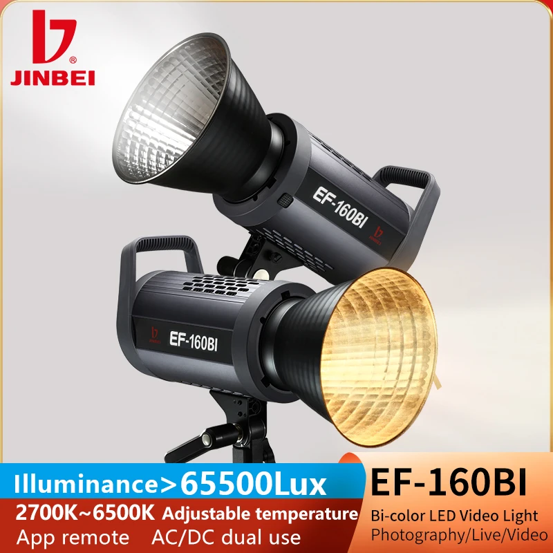 JINBEI EF-160BI 160W LED Video Light 2700-6500k Bi-color Photography Lamp AC/DC Dual Use With App Control For Tiktok Live Photo
JINBEI EF-160BI 160W LED Video Light 2700-6500k Bi-color Photography Lamp AC/DC Dual Use With App Control For Tiktok Live Photo