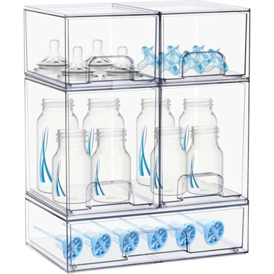 Baby Bottle Organizer, 5 Pack Stackable Storage Dust-proof Drawers, Clear Plastic Bottle Station Organizer for Countertop and C
Baby Bottle Organizer, 5 Pack Stackable Storage Dust-proof Drawers, Clear Plastic Bottle Station Organizer for Countertop and C
