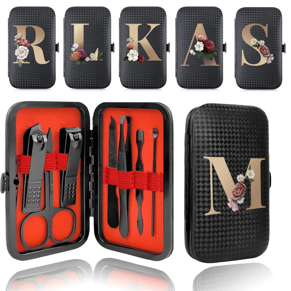 7Pcs Portable Manicure Set Stainless Steel Nail Clippers Organizer Pedicure Care Tool Case Grooming Nail Kit Gold Letter Pattern
7Pcs Portable Manicure Set Stainless Steel Nail Clippers Organizer Pedicure Care Tool Case Grooming Nail Kit Gold Letter Pattern