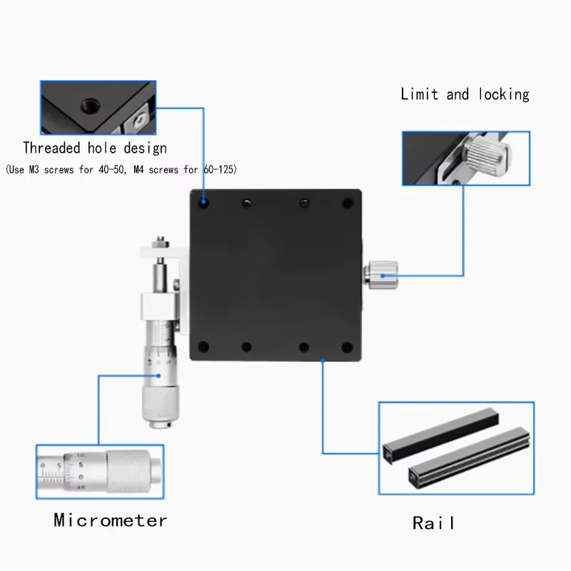 X-axis displacement platform LGX40/60 optical precision fine adjustment steel bar ball guide manual movement slide table
X-axis displacement platform LGX40/60 optical precision fine adjustment steel bar ball guide manual movement slide table