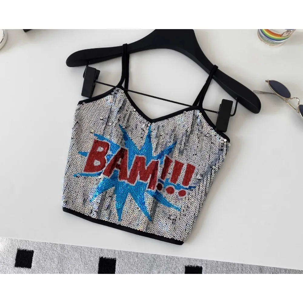 Сексуальный тонкий топ без рукавов с буквами и блестками, винтажный корсет, бюстье, шикарный укороченный топ, женский вечерние топ на бретельках Y2k 
Сексуальный тонкий топ без рукавов с буквами и блестками, винтажный корсет, бюстье, шикарный укороченный топ, женский вечерние топ на бретельках Y2k