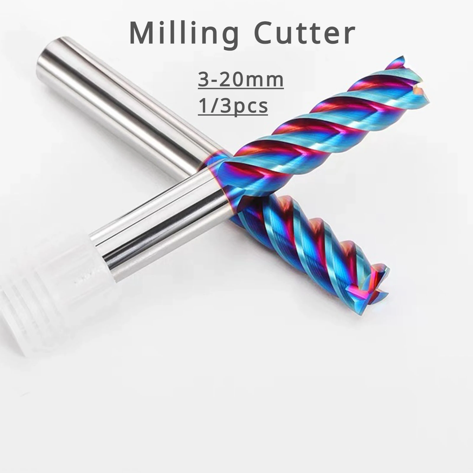 HRC65° 3-20mm 1/3pcs Carbide End Milling Cutter 4 Flute Lengthen 3/4/5/6/8/10/12/14/16/18/20mm CNC Coated Lathe Machining Tools
HRC65° 3-20mm 1/3pcs Carbide End Milling Cutter 4 Flute Lengthen 3/4/5/6/8/10/12/14/16/18/20mm CNC Coated Lathe Machining Tools