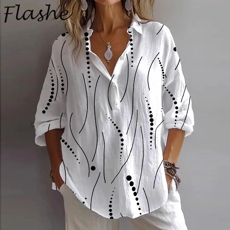 Fashion Women Long Sleeve Blouses Spring Autumn Pattern Printed Button Shirt Women Casual Loose Tops 
Fashion Women Long Sleeve Blouses Spring Autumn Pattern Printed Button Shirt Women Casual Loose Tops