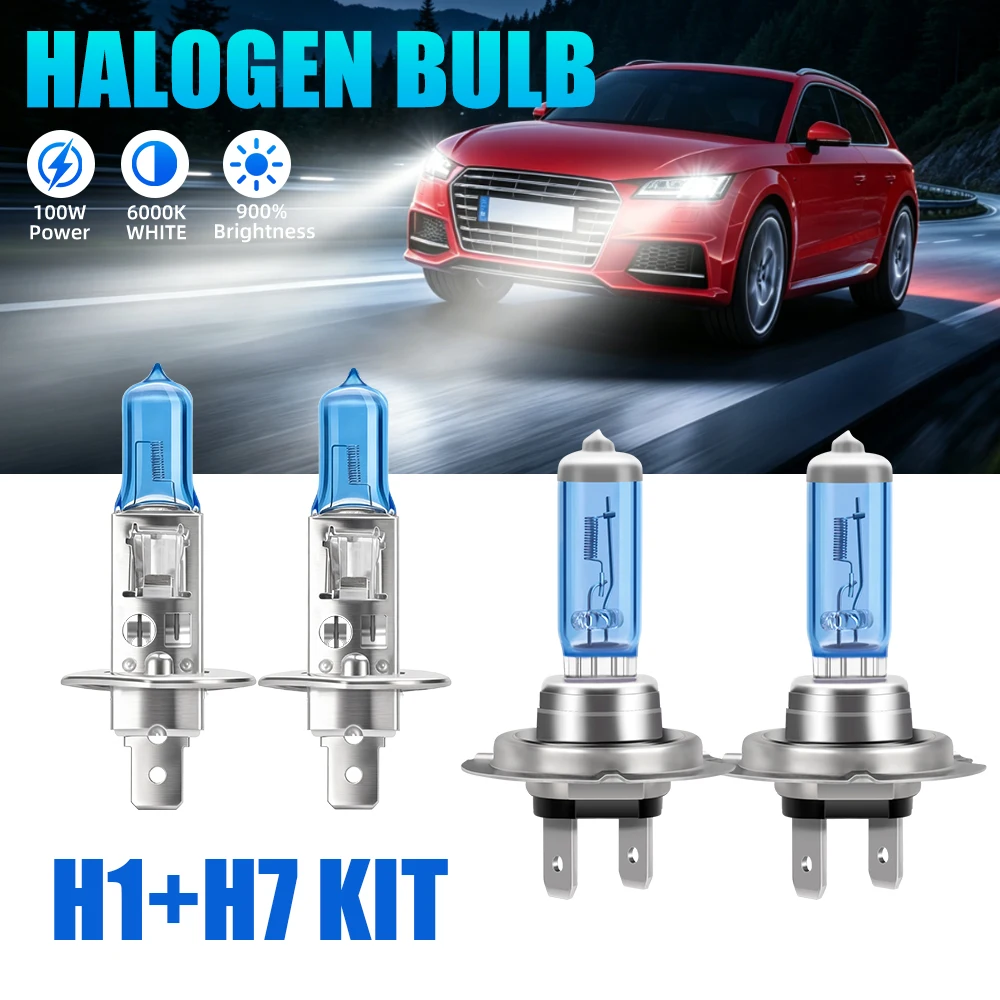 H1 H7 Halogen Light Bulbs High Low Beam Kit Car Lamp Fog Light Bulbs 6000K High Power 100W Canbus Auto Headlight Replacement 12V
H1 H7 Halogen Light Bulbs High Low Beam Kit Car Lamp Fog Light Bulbs 6000K High Power 100W Canbus Auto Headlight Replacement 12V