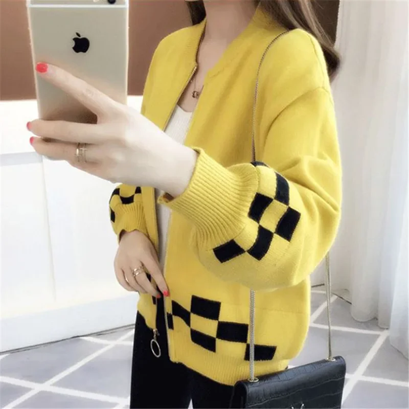 Spring Autumn Fashion Plaidpatchwork Knitted Cardigan Women Sweater Jumper Ladies 6 Color O Neck Zipper Knit Jacket Coat Female
Spring Autumn Fashion Plaidpatchwork Knitted Cardigan Women Sweater Jumper Ladies 6 Color O Neck Zipper Knit Jacket Coat Female