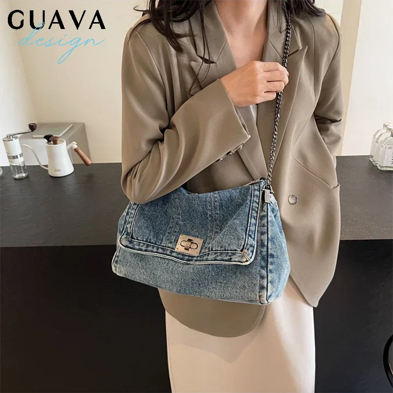 Vintage Denim Shoulder Bag Women's Large Capacity Messenger Bag Multi-pockets Satchel Bags Adjustable Strap Ladies Crossbody Bag
Vintage Denim Shoulder Bag Women's Large Capacity Messenger Bag Multi-pockets Satchel Bags Adjustable Strap Ladies Crossbody Bag