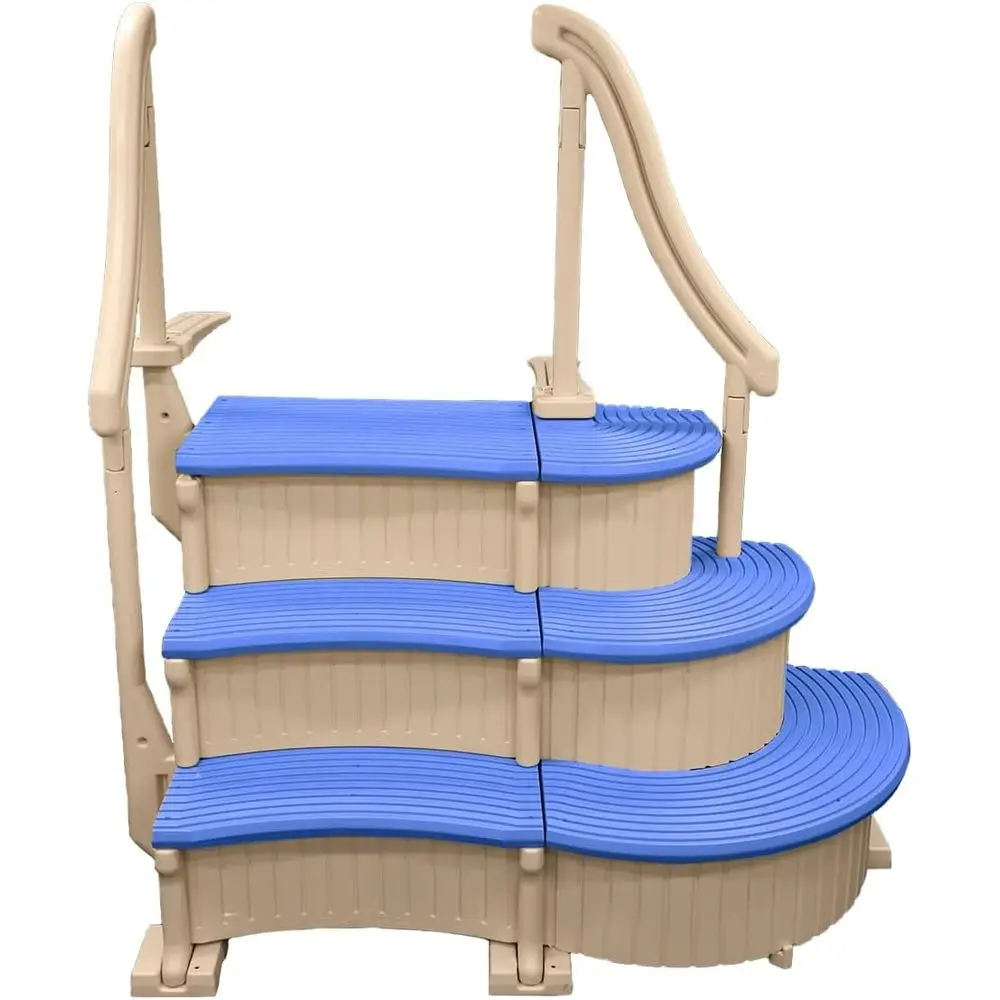 Inground Pool Curved Stair Entry System with 2 Handrails, Blue Treads, and Adjustable Brackets
Inground Pool Curved Stair Entry System with 2 Handrails, Blue Treads, and Adjustable Brackets