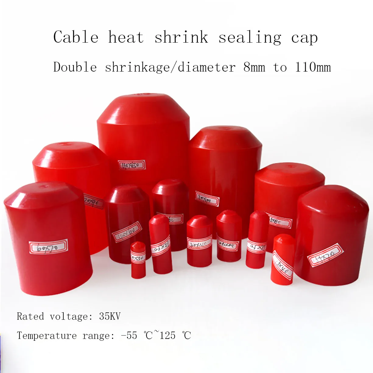 8x25mm-110x130mm Red 2:1 Heat Shrink Caps High-Voltage Cable Insulation Protection Sealing Head Power Cable Protection
8x25mm-110x130mm Red 2:1 Heat Shrink Caps High-Voltage Cable Insulation Protection Sealing Head Power Cable Protection