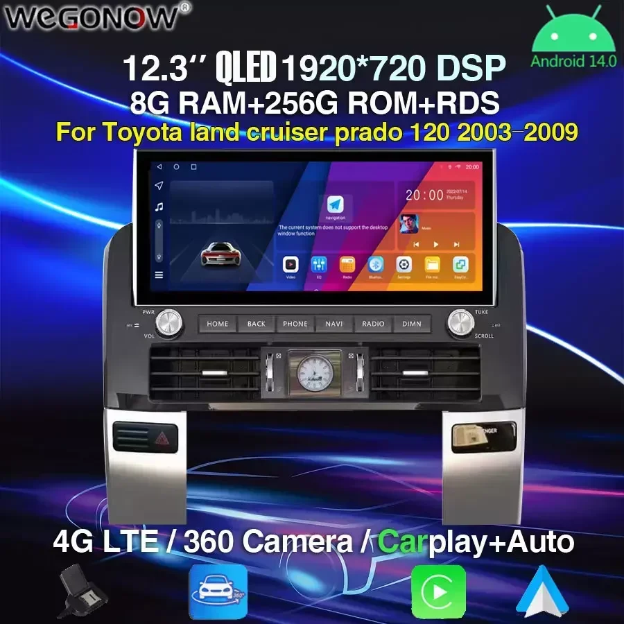 Carplay 12,3 ''8 ГБ + 256 ГБ Android 14,0 автомобильный мультимедийный плеер Navi GPS 4G + Wifi для toyota land cruiser prado 120 радио 2003 - 2009
Carplay 12,3 ''8 ГБ + 256 ГБ Android 14,0 автомобильный мультимедийный плеер Navi GPS 4G + Wifi для toyota land cruiser prado 120 радио 2003 - 2009