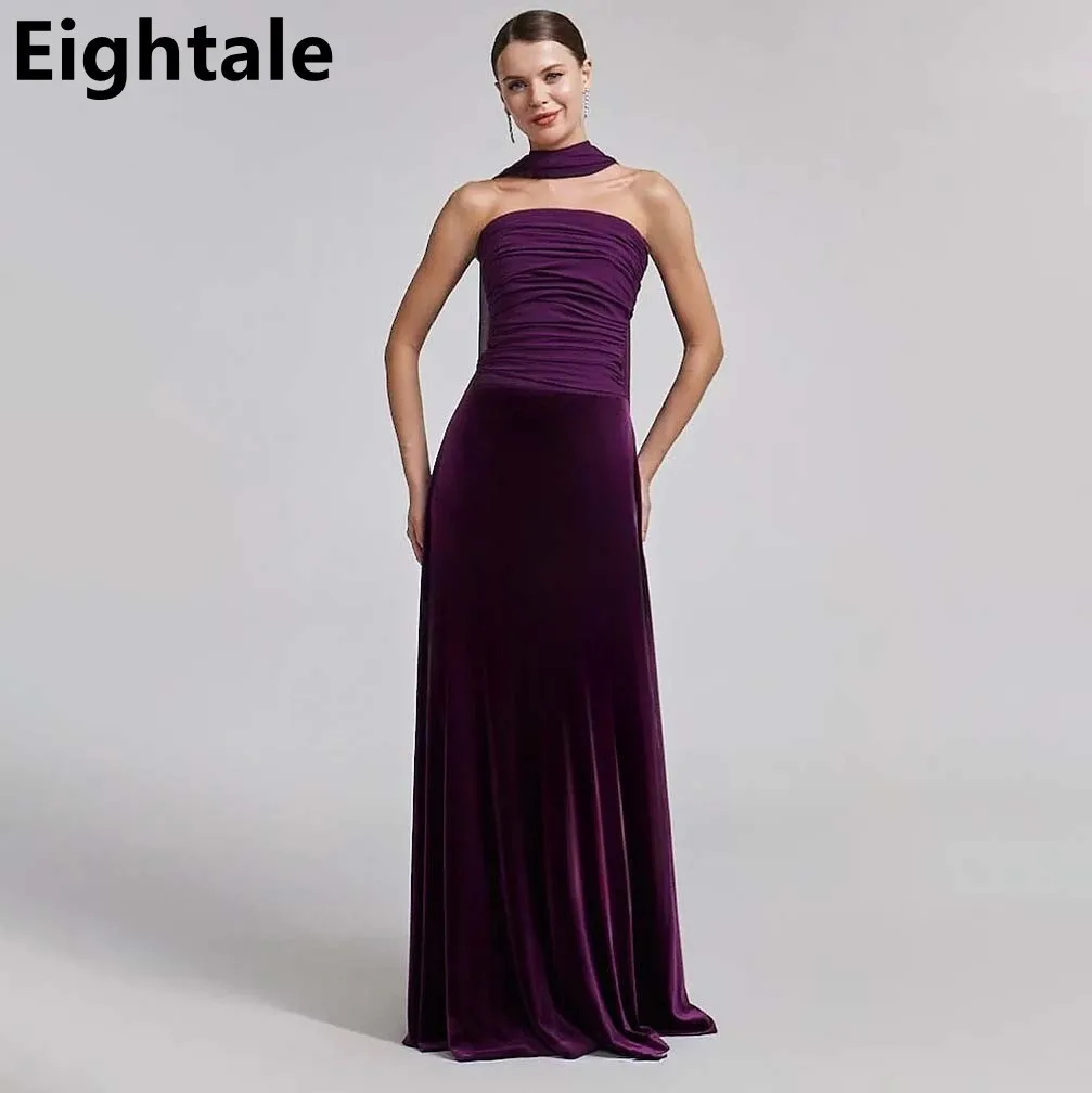 Eightale Purple Velour Contrast Color Strapless Evening Dress Saudi Arabic Formal Prom Dress Dubai Party Gown Customized
Eightale Purple Velour Contrast Color Strapless Evening Dress Saudi Arabic Formal Prom Dress Dubai Party Gown Customized