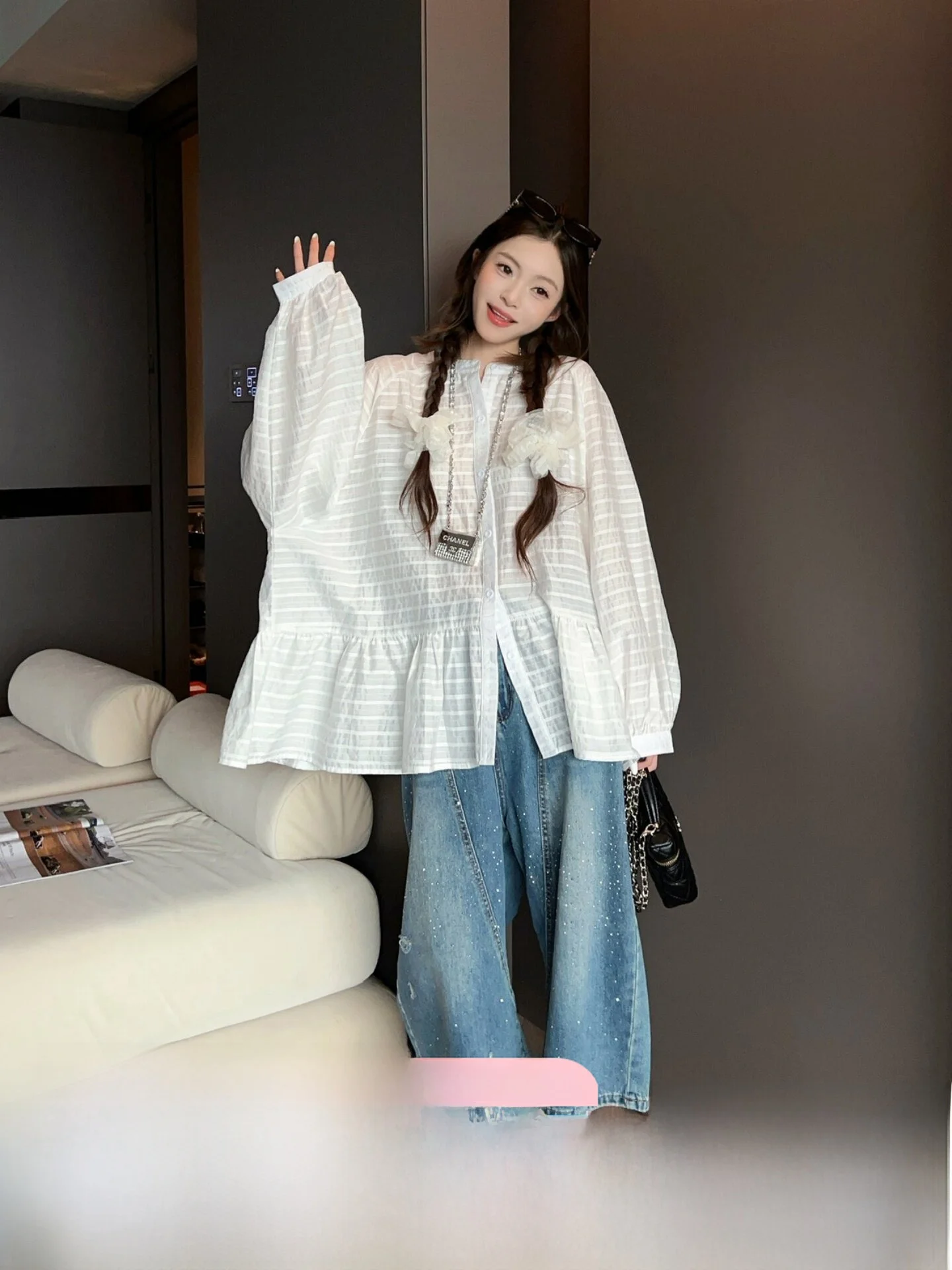 Loose Women's Sun Protection Shirt Casual Doll Shirt Comfortable Silk Cotton Long Sleeve Striped Button up Top
Loose Women's Sun Protection Shirt Casual Doll Shirt Comfortable Silk Cotton Long Sleeve Striped Button up Top