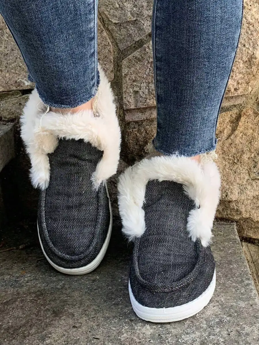 Womens Winter Black Faux Fur Slip-On Loafers Comfortable Round Toe Casual Shoes
Womens Winter Black Faux Fur Slip-On Loafers Comfortable Round Toe Casual Shoes
