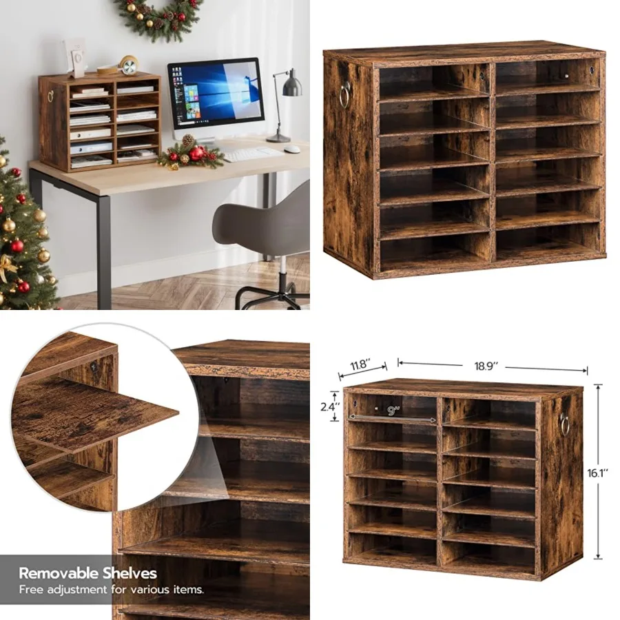 Literature Organizers, 12 Compartments Office Mailbox with Adjustable Shelves, Wood Countertop Literature Sorter for Office, Ho
Literature Organizers, 12 Compartments Office Mailbox with Adjustable Shelves, Wood Countertop Literature Sorter for Office, Ho