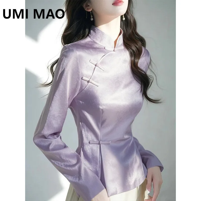UMI MAO Весенняя фиолетовая атласная рубашка, новая высококачественная рубашка в китайском стиле с диагональными пуговицами, улучшенный топ Cheongsam
UMI MAO Весенняя фиолетовая атласная рубашка, новая высококачественная рубашка в китайском стиле с диагональными пуговицами, улучшенный топ Cheongsam