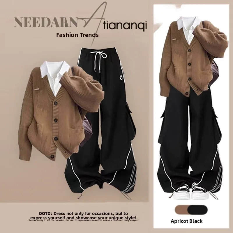 Fall Faion High-End Slimming Knitted Sweater irt Straight Leg Pants Tee Piece Set Ele Layering Women's Ensemble
Fall Faion High-End Slimming Knitted Sweater irt Straight Leg Pants Tee Piece Set Ele Layering Women's Ensemble