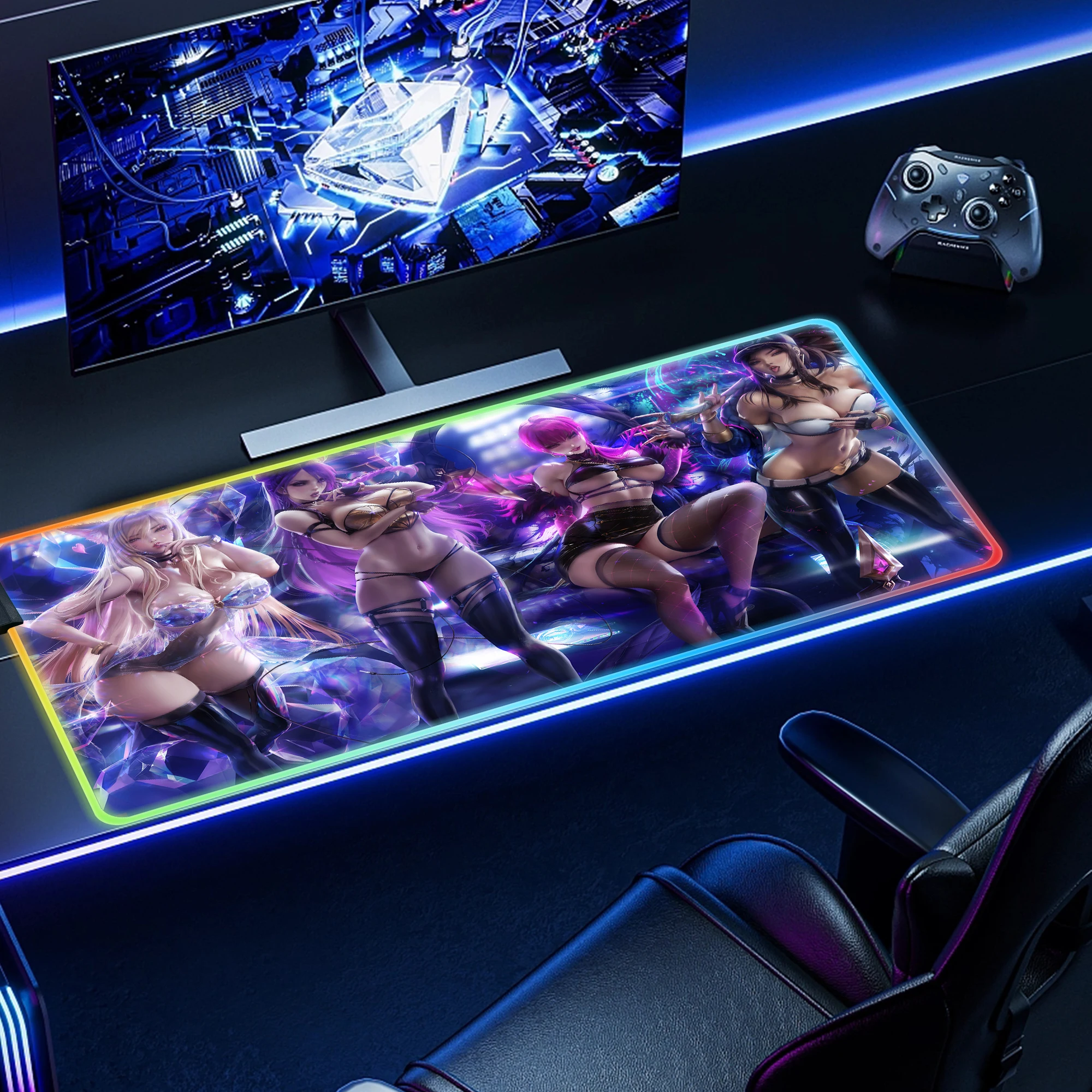 RGB Gaming Mouse Pad LOL Anime Girl LED Mouse Pad with Non-Slip Base,Sexy Big Breasts Buttocks Game Computer Keyboard Mousepad
RGB Gaming Mouse Pad LOL Anime Girl LED Mouse Pad with Non-Slip Base,Sexy Big Breasts Buttocks Game Computer Keyboard Mousepad